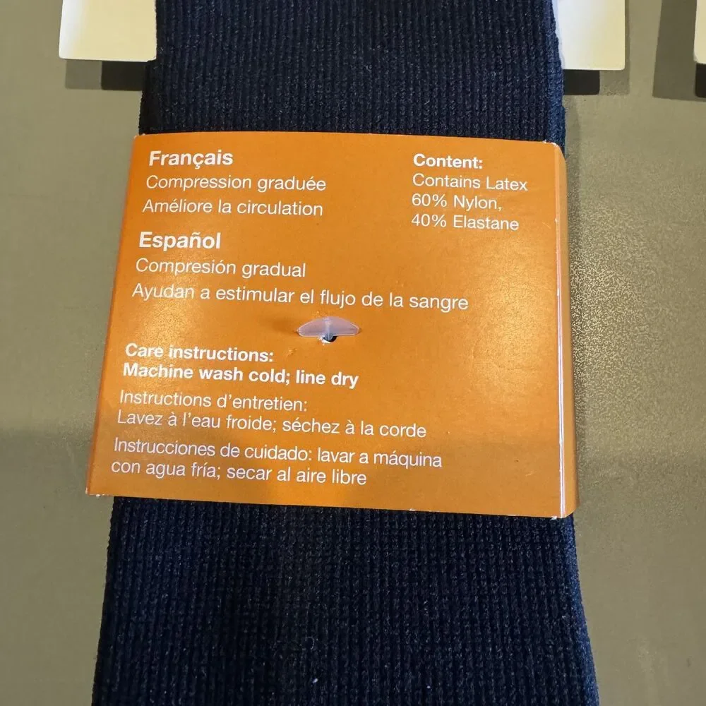 New Travelon Compression Socks 2 Pair Black Knee High Travel Support Size Large